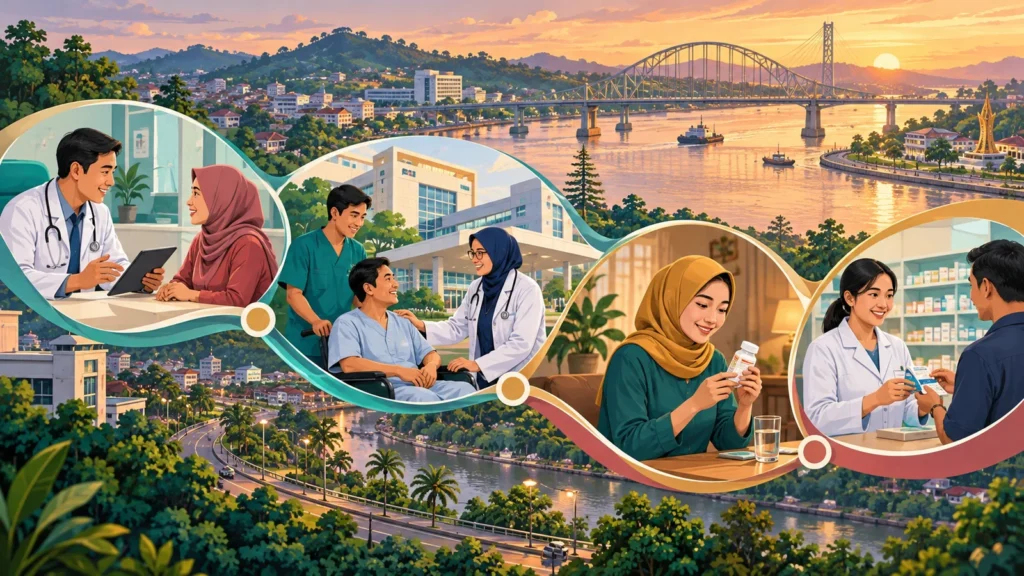 Ilustrasi perbedaan peran FKTP FKRTL dan apotek dalam alur JKN